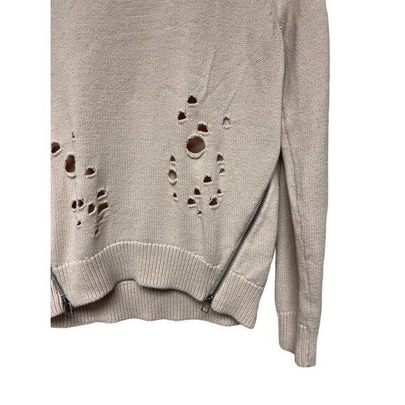 Express Pink Crewneck Shark Bite Side Zipper Long Sleeve Sweater Size Small - Picture 4 of 9